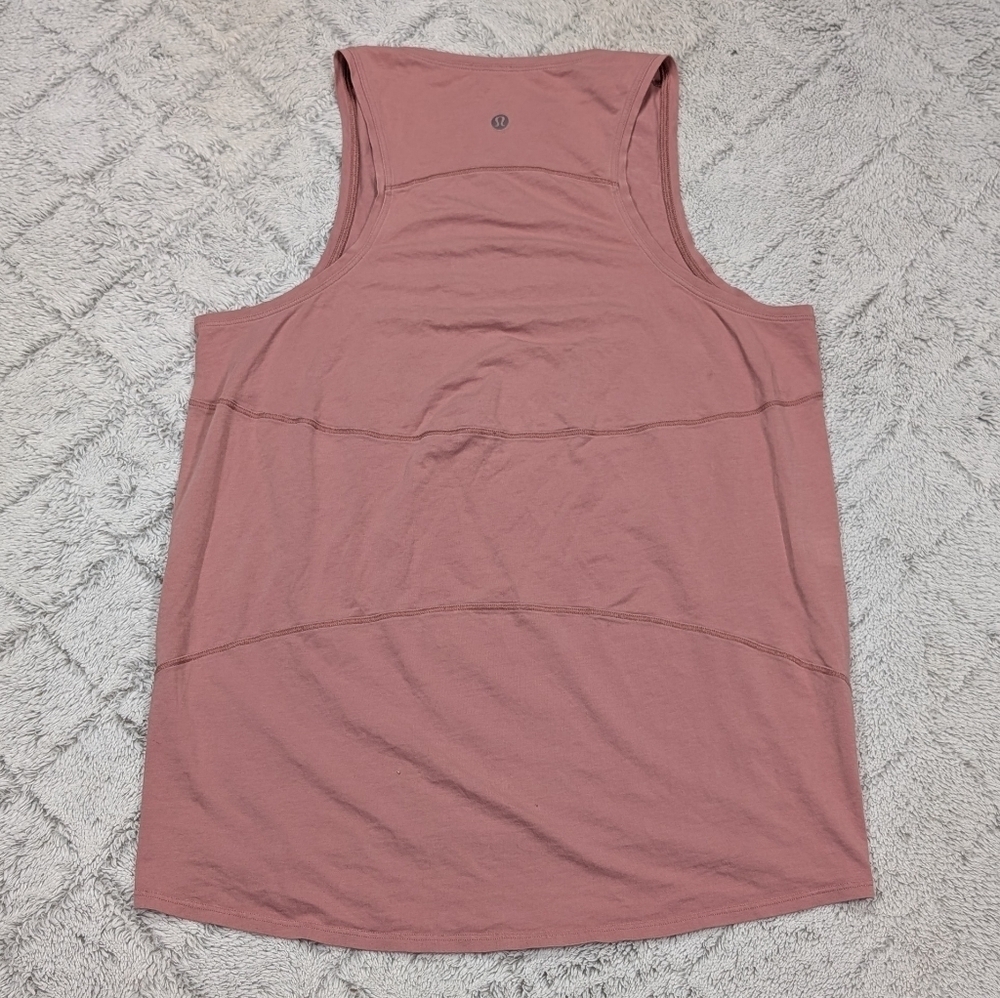 Lululemon Top Womens 6 Pink Quicksand Back In Action Tank Pima Cotton Active - Picture 6 of 7